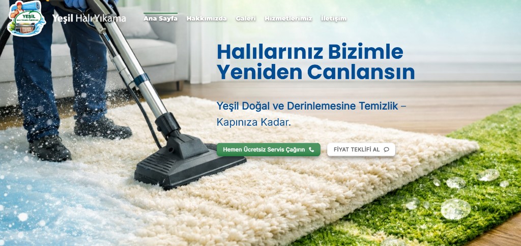 Yeşil Halı Yıkama — halı yıkama web sitesi ana sayfa görünümü